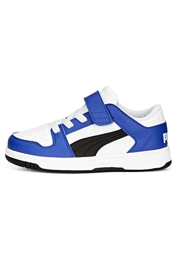 Детские спортивные кроссовки для девочек с липучкой Puma, White - Blue — фото 2