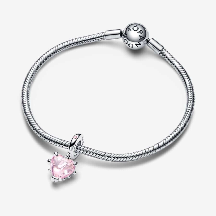 Шарм-подвеска Pandora Moments Pink Family Tree & Heart, серебро/розовый — фото 3
