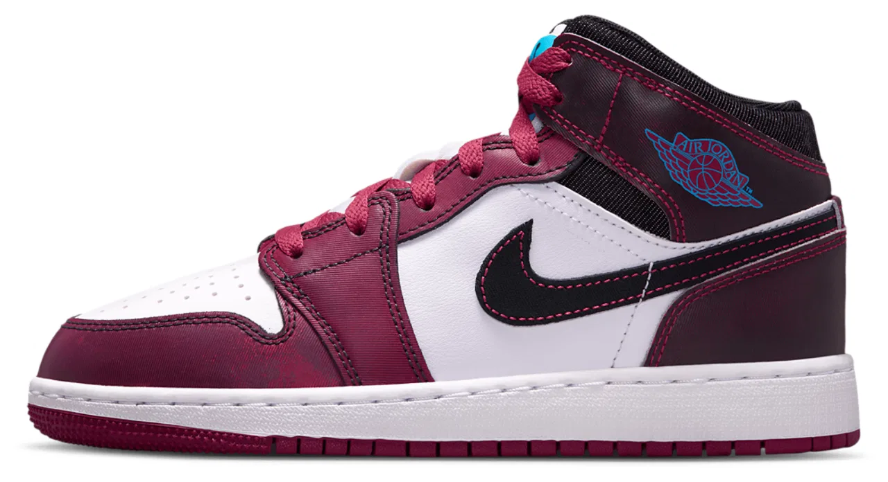 Детские кроссовки для девочек Jordan AJ 1 Mid, Black/Pink/White — фото 2
