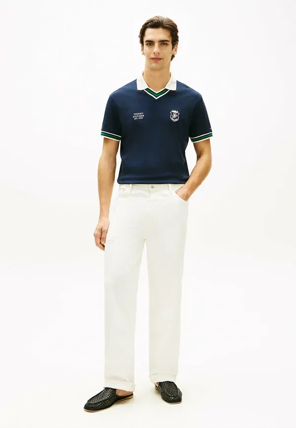 Футболка поло хлопок Tipped v-neck Tommy Hilfiger, Navy Blue, темно-синий — фото 2