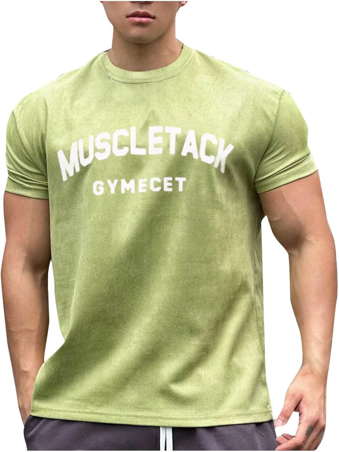 Мужская футболка для тренировок с принтом, Short Sleeve, Green