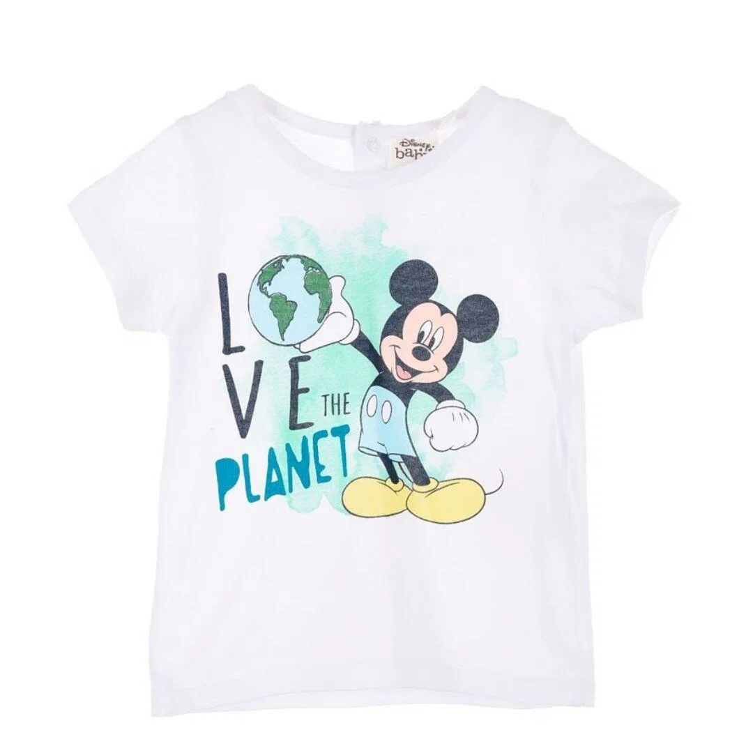 Детская хлопковая футболка с принтом Mickey Mouse Disney, Weiß