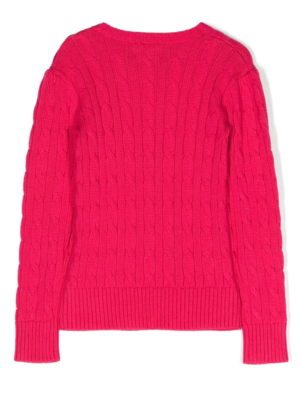 Джемпер фактурной вязки с вышивкой POLO RALPH LAUREN KIDS, розовый — фото 2