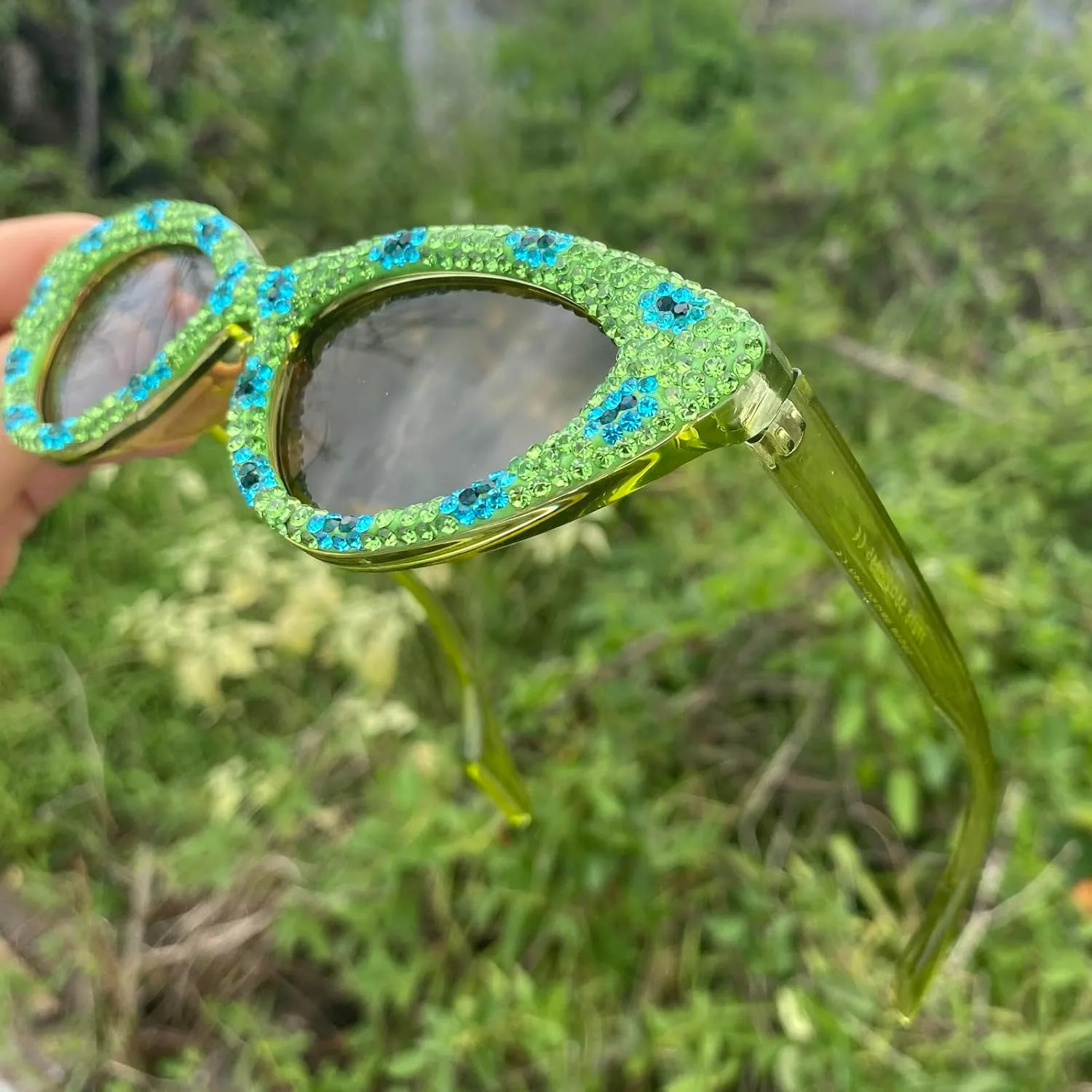 

Солнцезащитные очки «кошачий глаз» со стразами для женщин. Блестящие, сверкающие, с кристаллами, модные солнцезащитные очки для вечеринок с бриллиантами mincl, Green