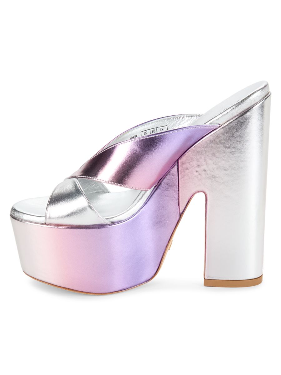 Сандалии Miami Sohi Metallic Leather Stuart Weitzman, цвет Lilac Multi — фото 4