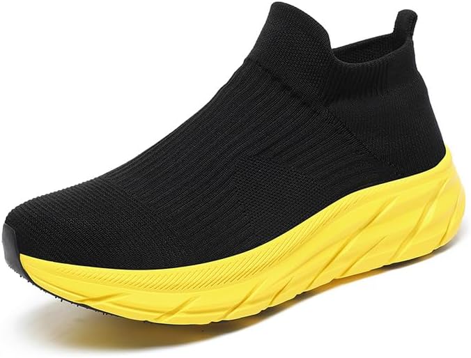 

Кроссовки-носки унисекс для ходьбы, бега и тенниса, комфортные, легкие, противоскользящие Biilyli, черный/желтый