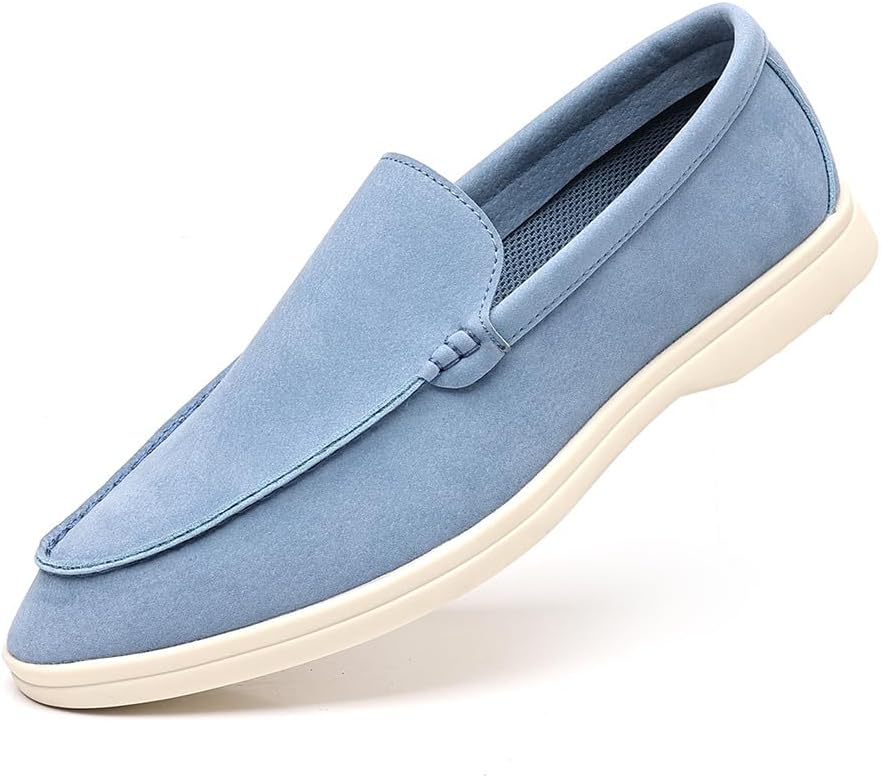 

Мужские слипоны-лоферы, повседневные обувь, кожаные мокасины, удобные лоферы с пряжкой, деловая обувь для мужчин Generic, небесно-голубой