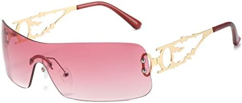 

Солнцезащитные очки для женщин, солнцезащитные очки с плоской верхней частью, мужские винтажные безрамочные очки в уличном стиле, очки с полыми металлическими линзами MTZJH, C6