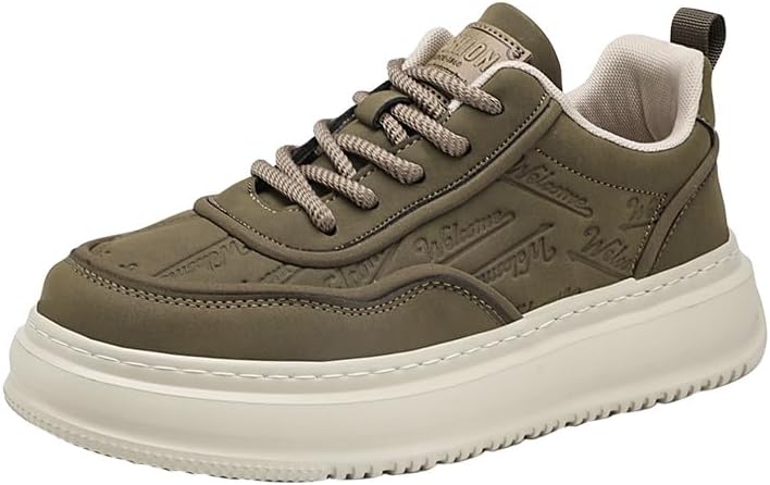 

Мужские кожаные кроссовки на шнуровке, удобная обувь для ходьбы, с амортизирующей подошвой, утягивающие кроссовки для мужчин, повседневные скейт-кроссовки Trcloltc, хаки