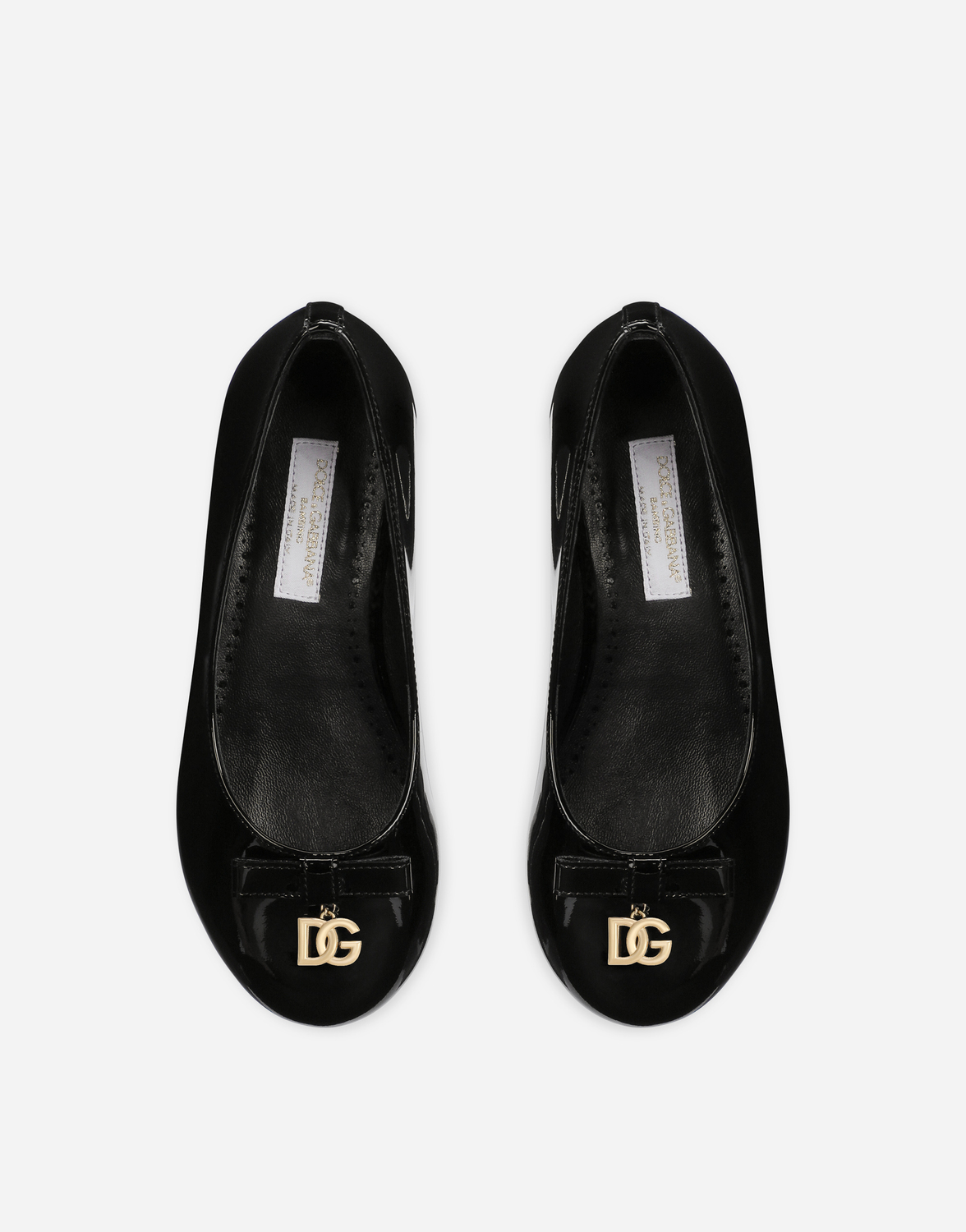 Балетки из лаковой кожи с металлическим логотипом DG Dolce&Gabbana, черный — фото 4
