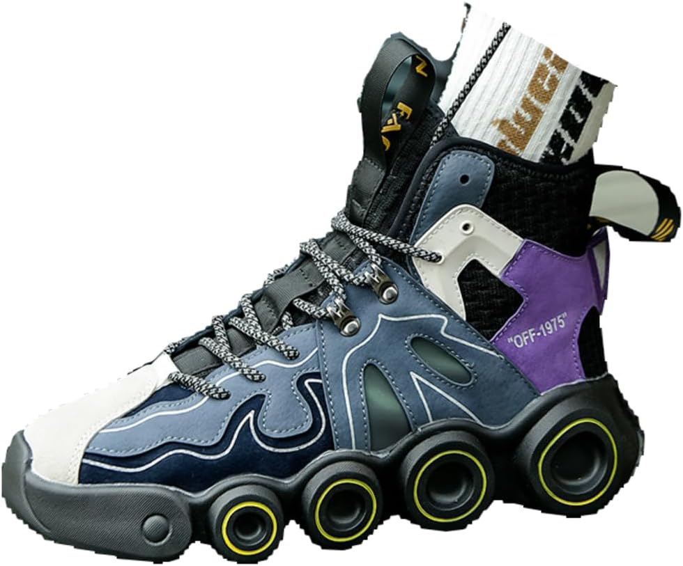 

Стильные повседневные кроссовки с комфортной платформой для мужчин, на каждый день, высокие с толстой подошвой, цветные ретро кроссовки Lexamen, синий