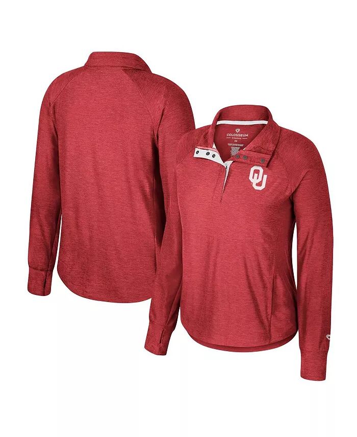 

Женский темно-красный топ Oklahoma Sooners Cressida Raglan Half-Snap Colosseum