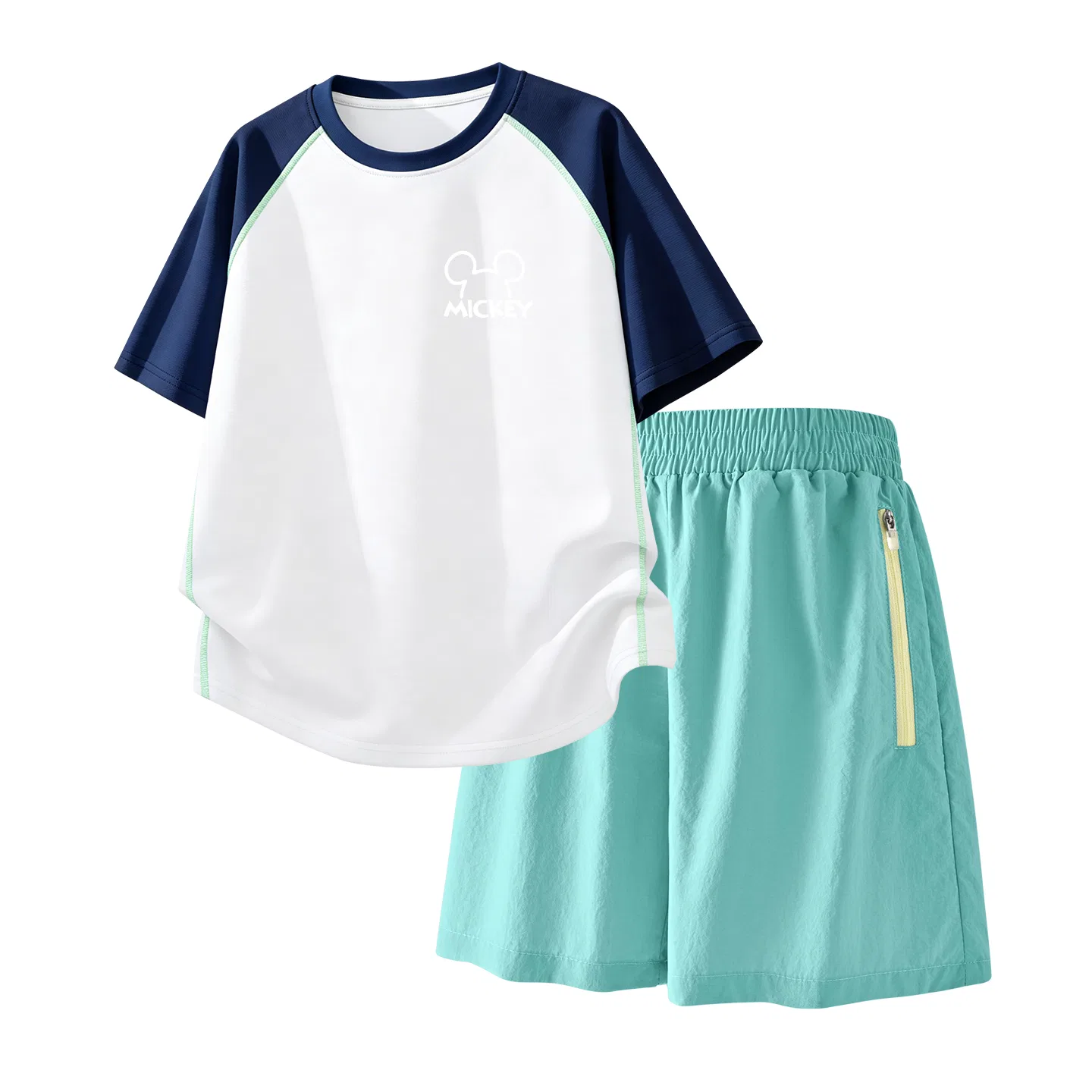 Детский спортивный костюм Casual Sportswear 2 Piece Set Disney, Thick Board Di Line K White+Solid Color Mint Green