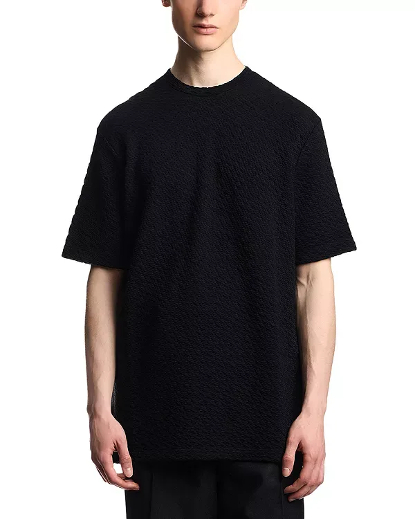 Футболка из трикотажа с геометрическим жаккардовым узором Emporio Armani, Black/Blue