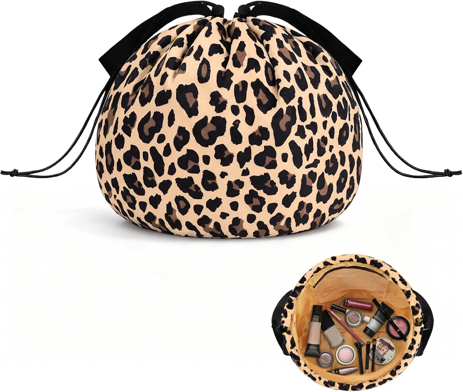 Стильная косметичка с леопардовым принтом на шнурке Cantustime, B-Leopard Print