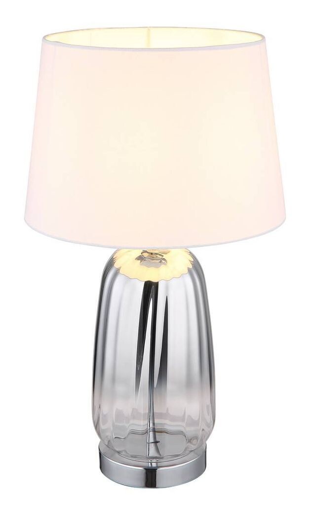 

Настольная лампа CLASSY E27 1x40Вт хромированный металл, белый текстиль В: 52см Ø30см с клавишным выключателем на кабеле Globo Lighting