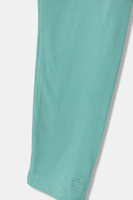Леггинсы детские из хлопка с эластаном United Colors of Benetton, бирюзовый — фото 3