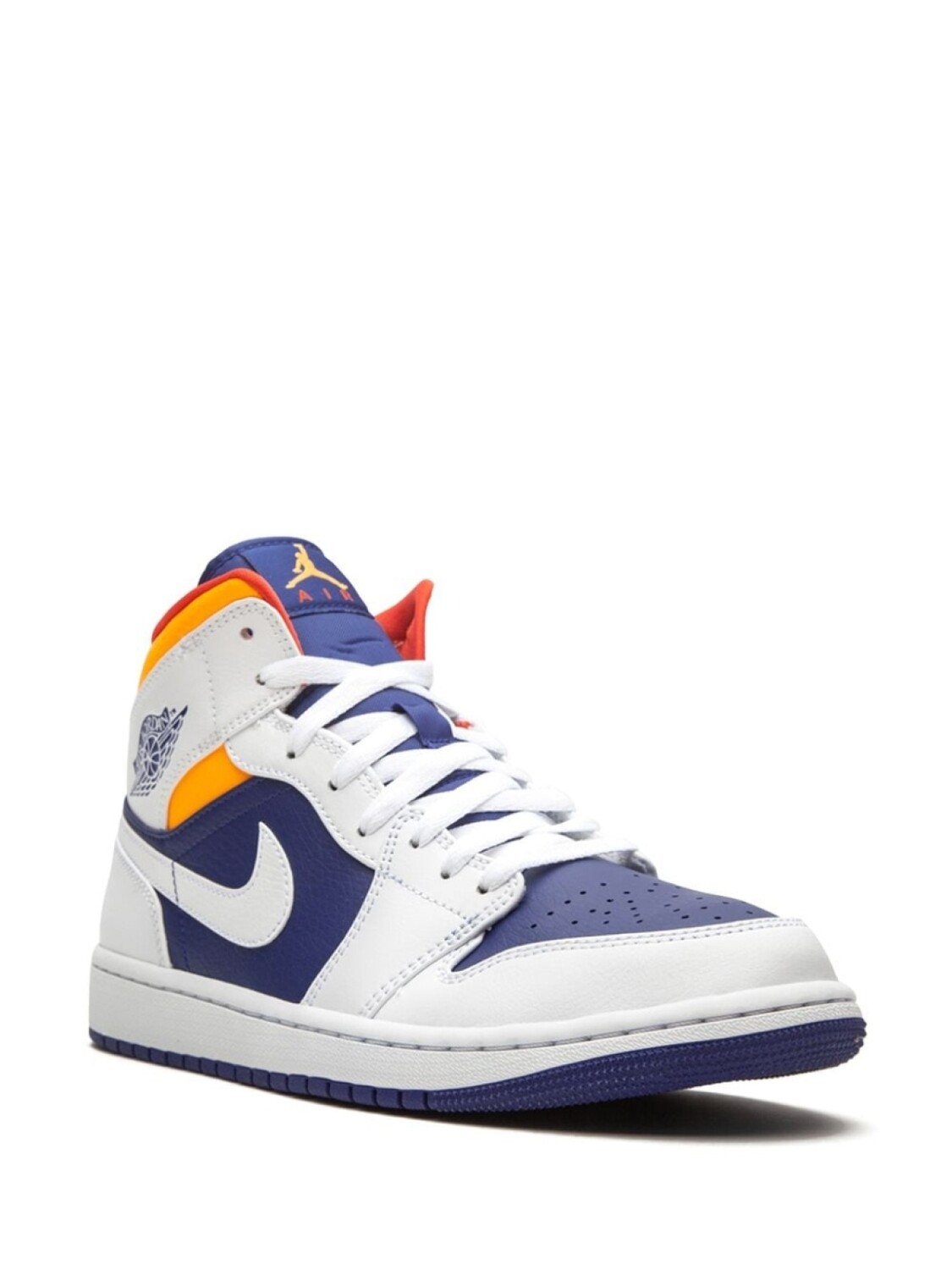 Кроссовки Jordan Air Jordan 1 Mid, синий/желтый/белый — фото 2