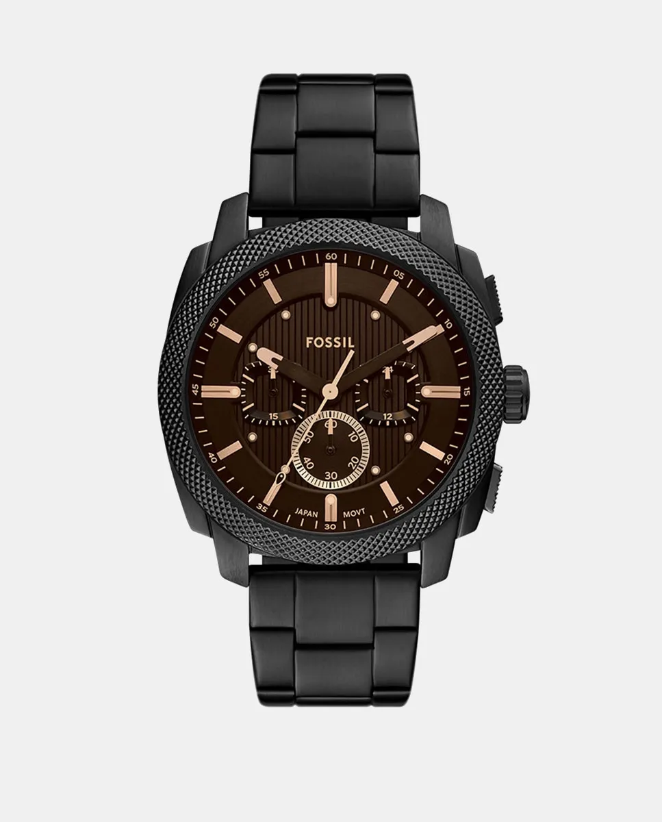 

Machine FS6097 мужские часы хронограф из черной стали Fossil, черный