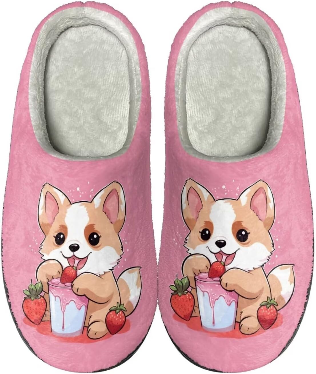 

Тапочки HUIACONG TPR для мужчин и женщин для дома и улицы, пушистые, унисекс, Corgi Strawberry