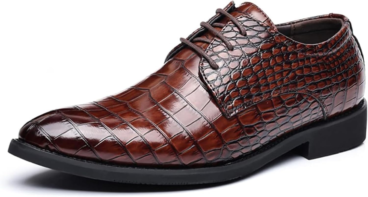 

Мужские классические туфли из лаковой кожи современного делового стиля с шнуровкой оксфорды Xinduoyu, коричневый