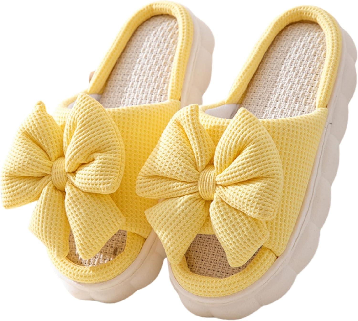

Домашние тапочки с бабочками из хлопка и льна. Сезонные тапочки для мужчин и женщин. Тапочки из хлопка и льна Lryaoan, желтый