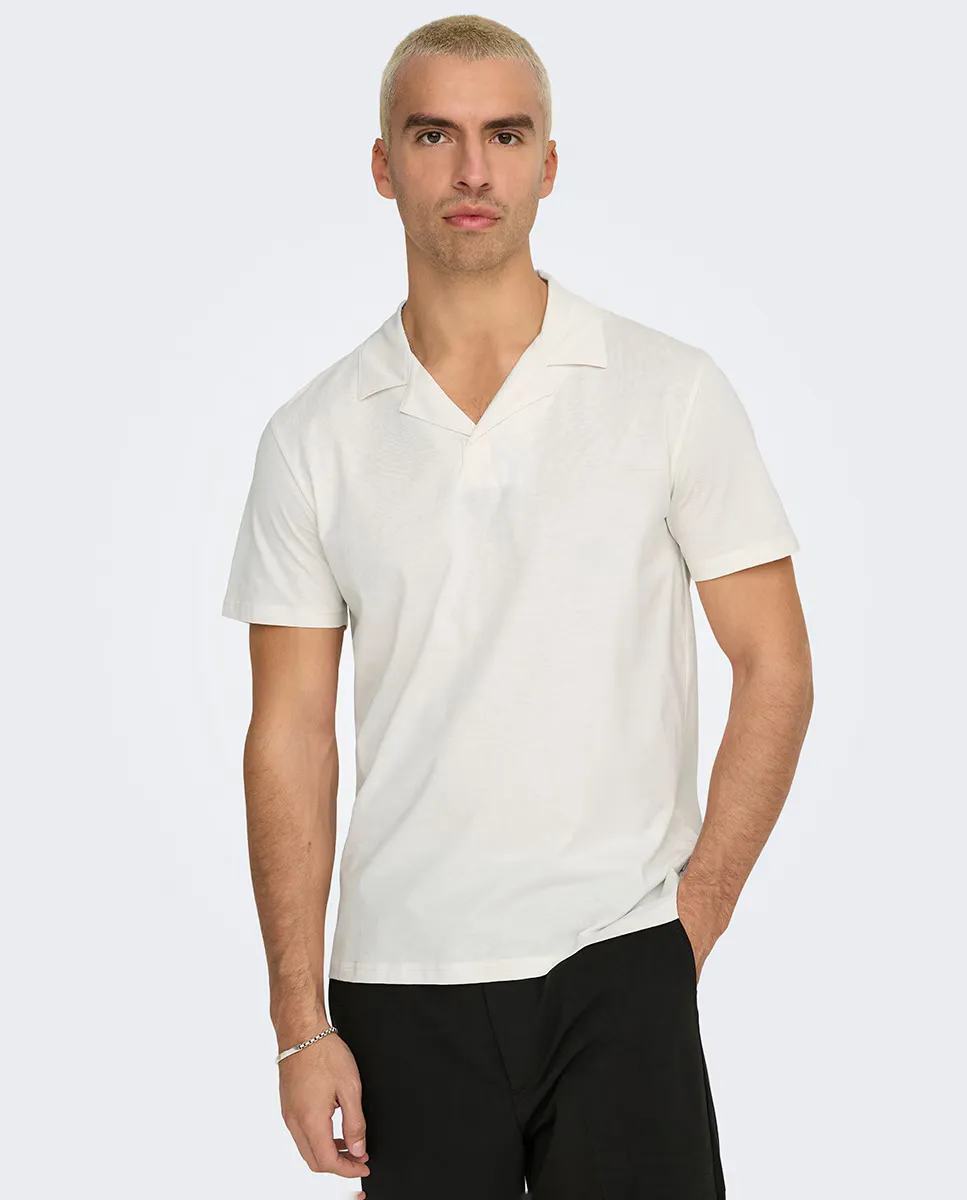 

Мужская рубашка поло прямого кроя, 100% органический хлопок Only & Sons, белый