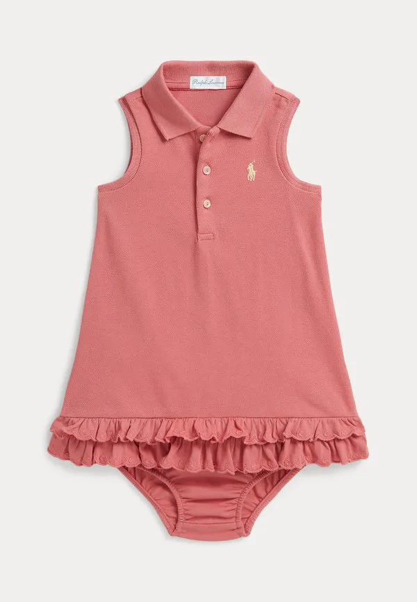 Хлопковое платье-поло с оборками и панталоны (повседневное платье) Polo Ralph Lauren, Desert Rose