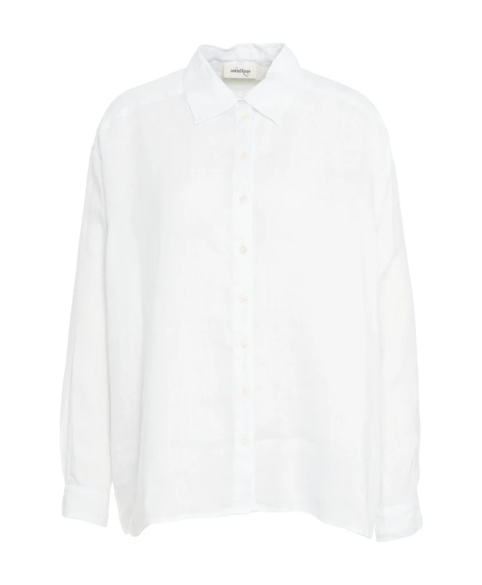 

Белая льняная блузка с воротником-стойкой в кентском стиле. Ottod'Ame, белый