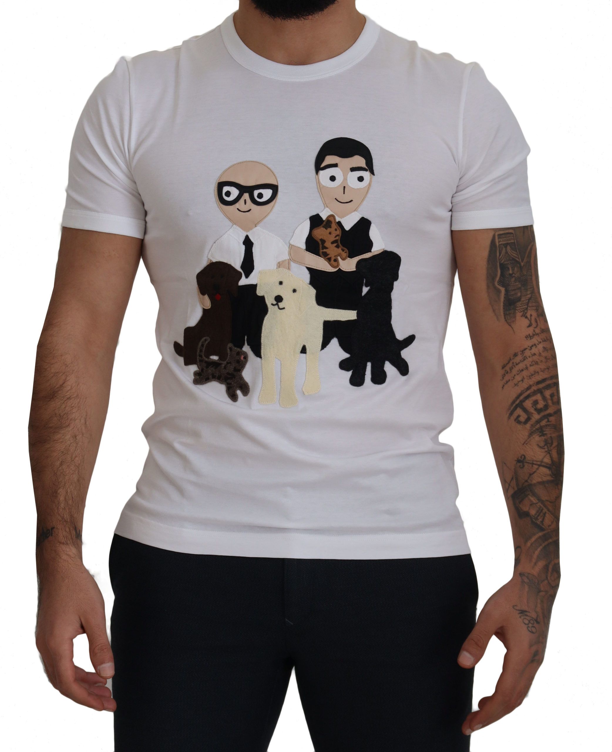 

Элегантная белая хлопковая футболка с круглым вырезом Dolce & Gabbana