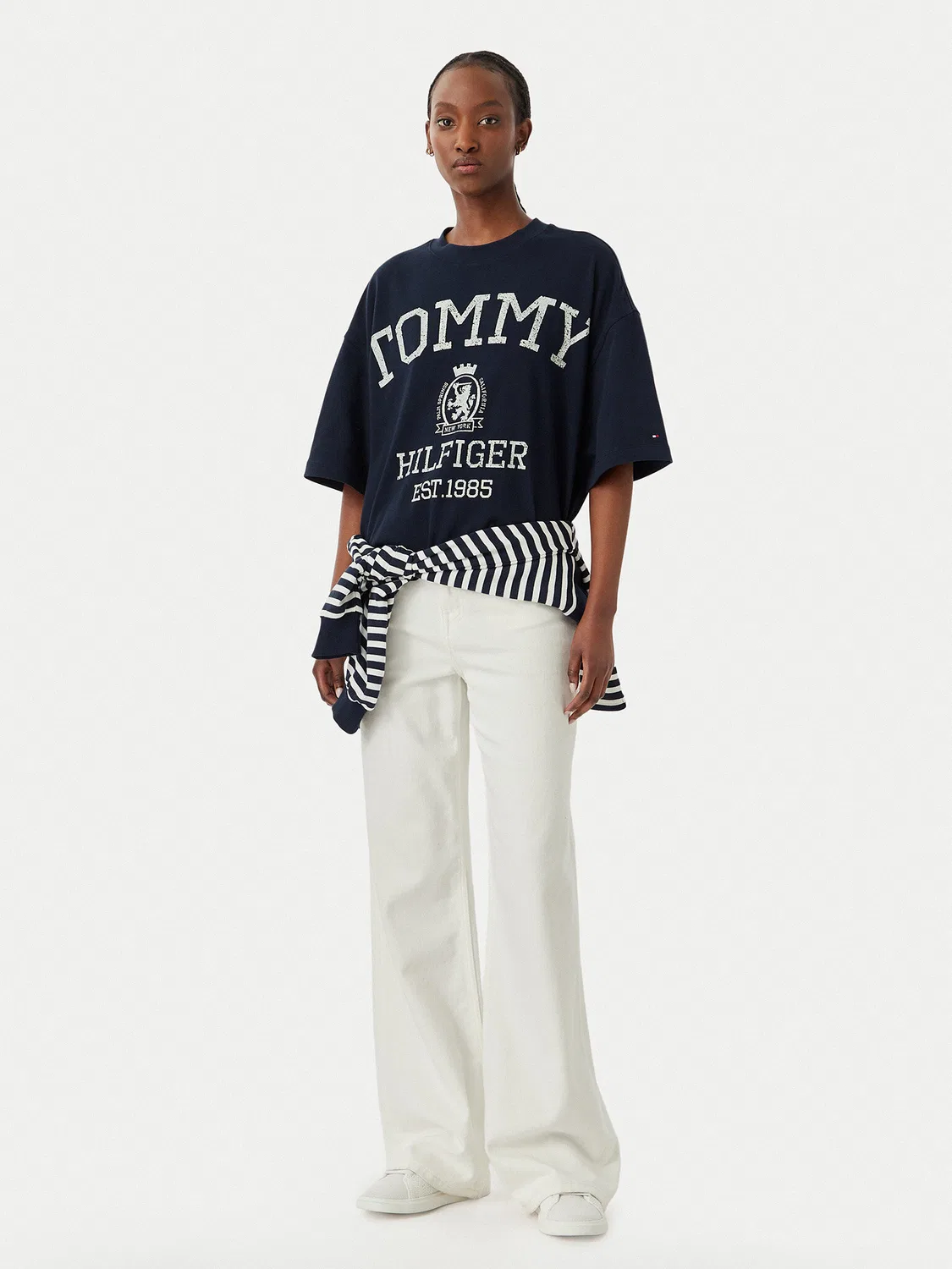 Женская футболка свободного кроя Varsity Tommy Hilfiger, темно-синий — фото 2