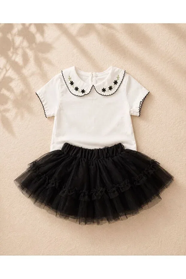 Детский комплект для девочек с цветочным принтом Zuzi Baby, Black — фото 2