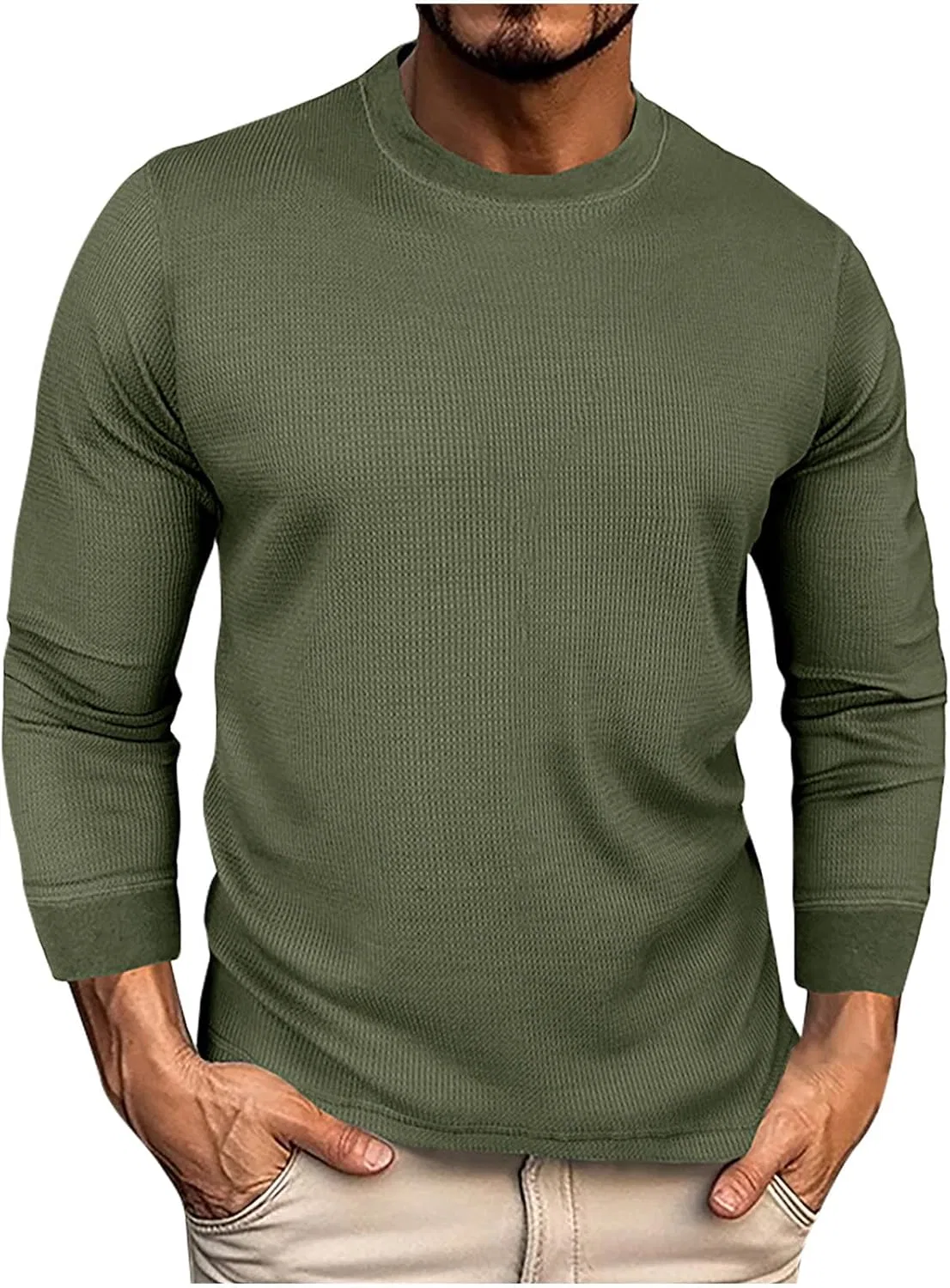 Мужская беговая футболка с длинным рукавом Slim Fit, Army Green