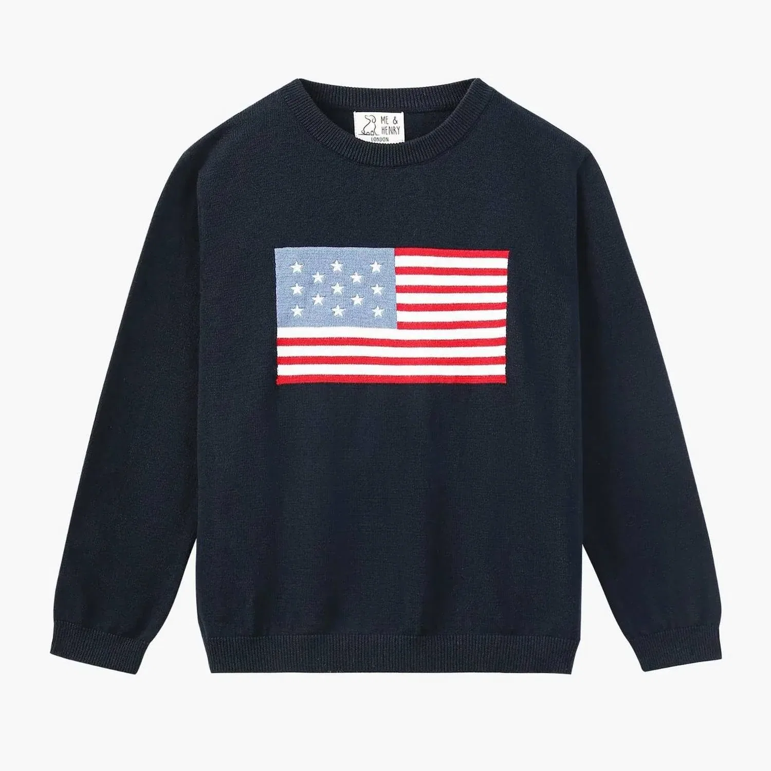 Детский свитер с принтом флага США Usa Sweater ME & HENRY, темно-синий — фото 3