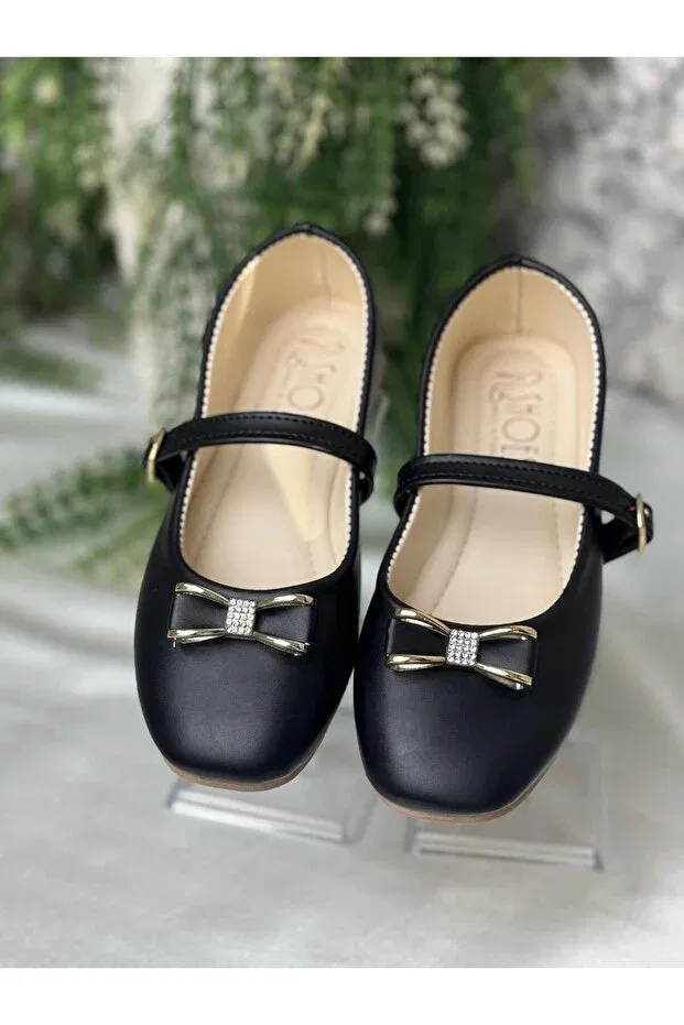 Детские балетки для девочек с бантом Shoes, Black — фото 3