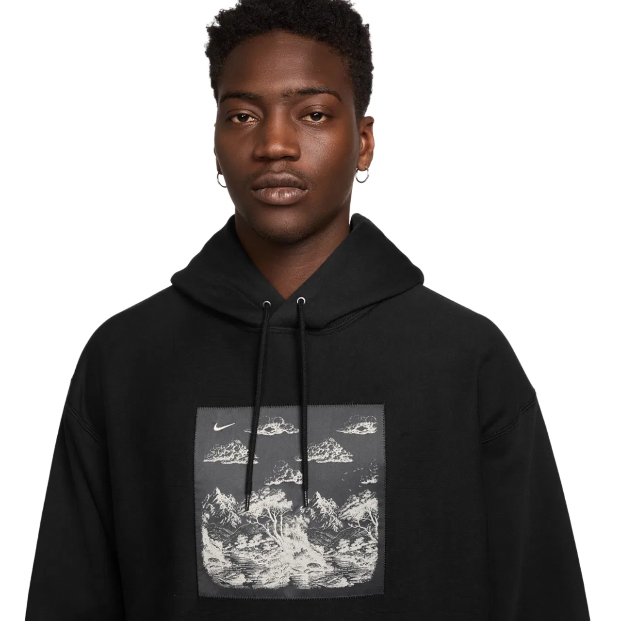 Мужское худи NL Solo Swoosh Pullover Nike, цвет Grey/Black — фото 3