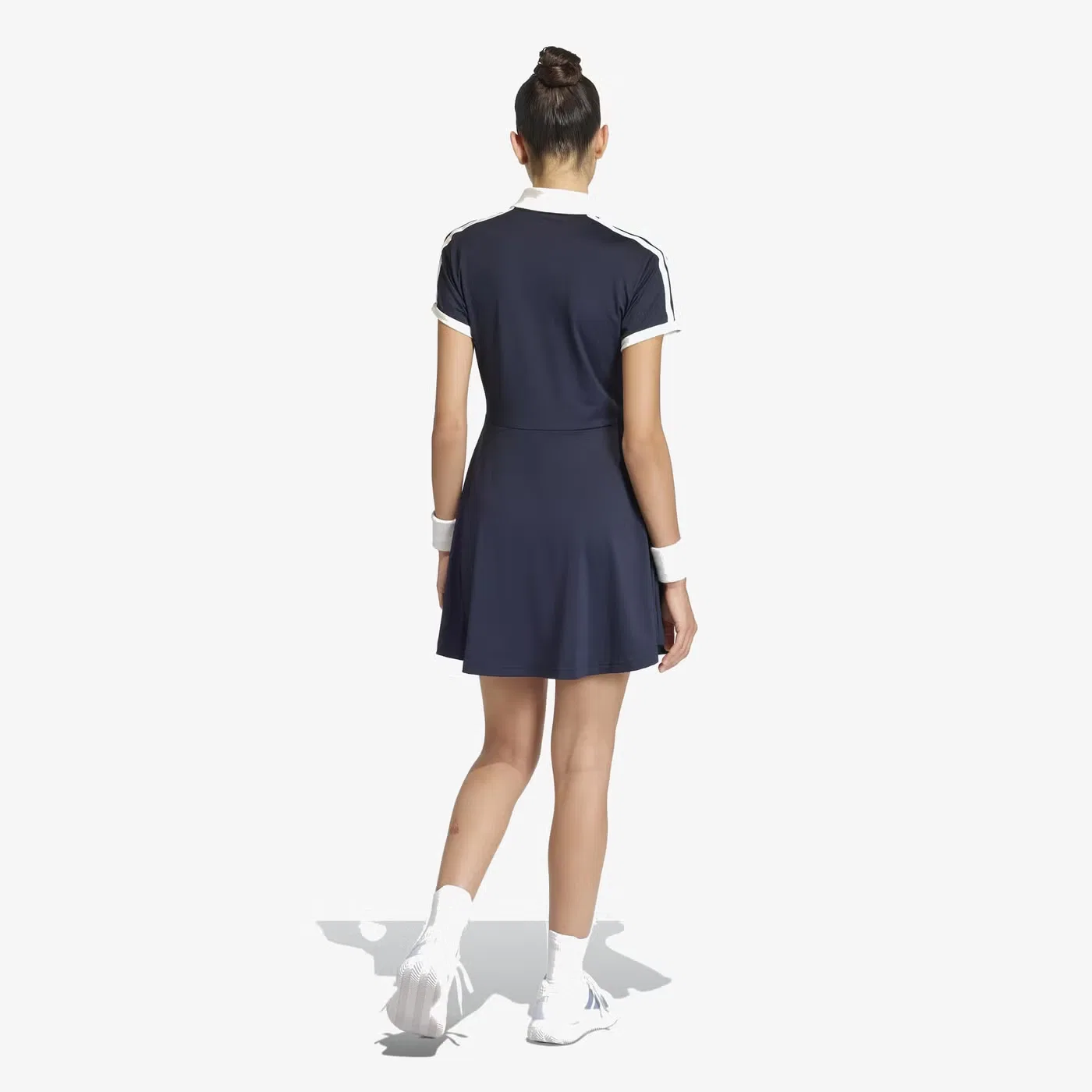 Платье-трапеция с контрастными полосами Adidas, синее — фото 4