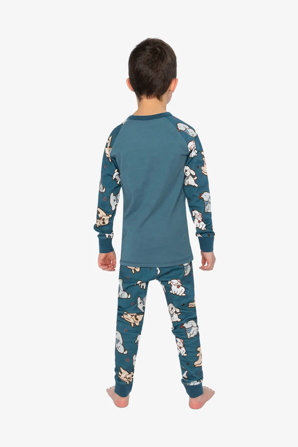 Детский комплект пижамы из органического хлопка с принтом Deux par Deux, Turquoise Printed Dogs — фото 4