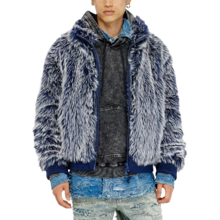 Мужская бархатная куртка с воротником-стойкой Medium Blue DIESEL, Medium Blue — фото 4