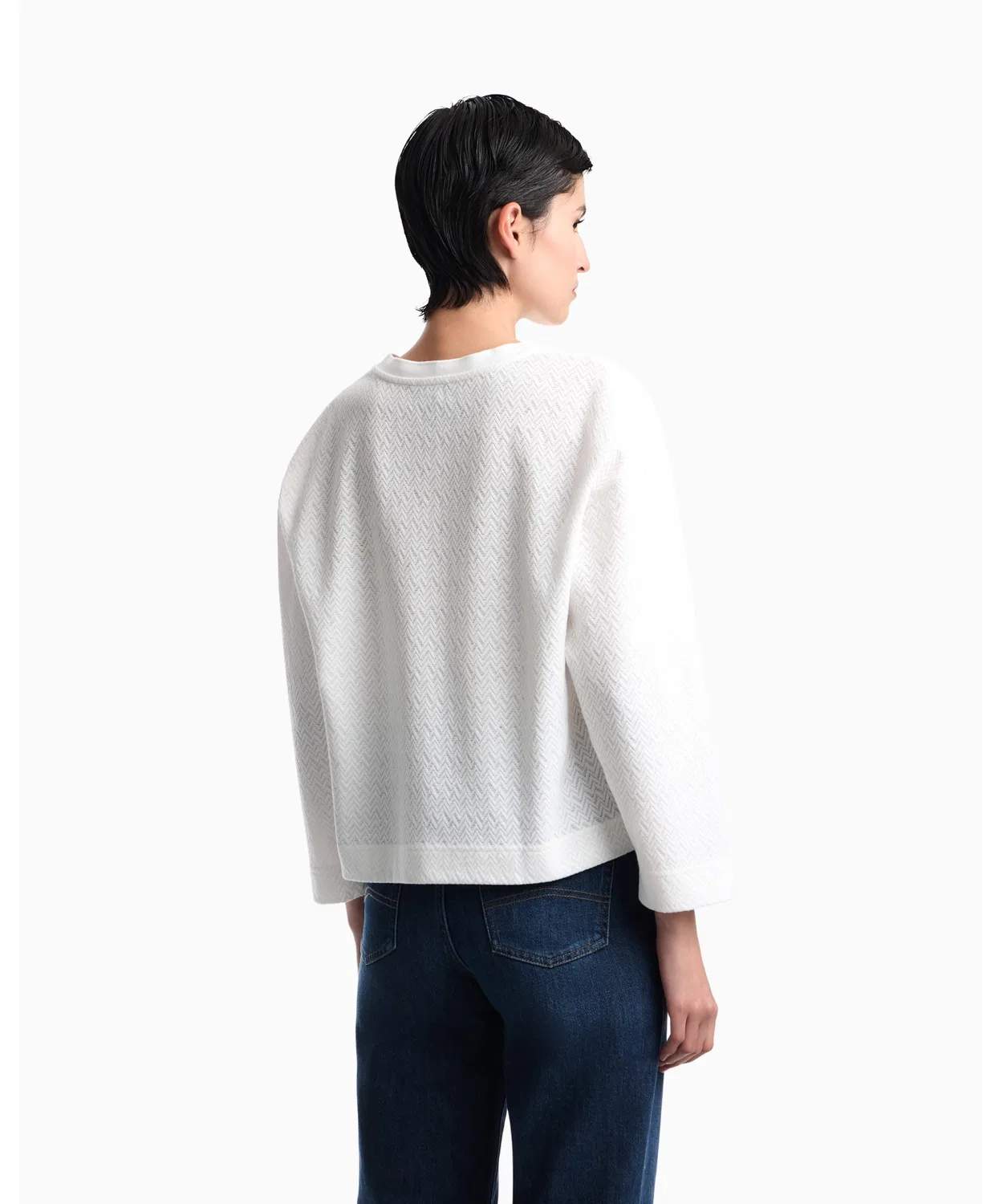 Женский свитер с шевронным жаккардом Regular Fit Emporio Armani, White — фото 4