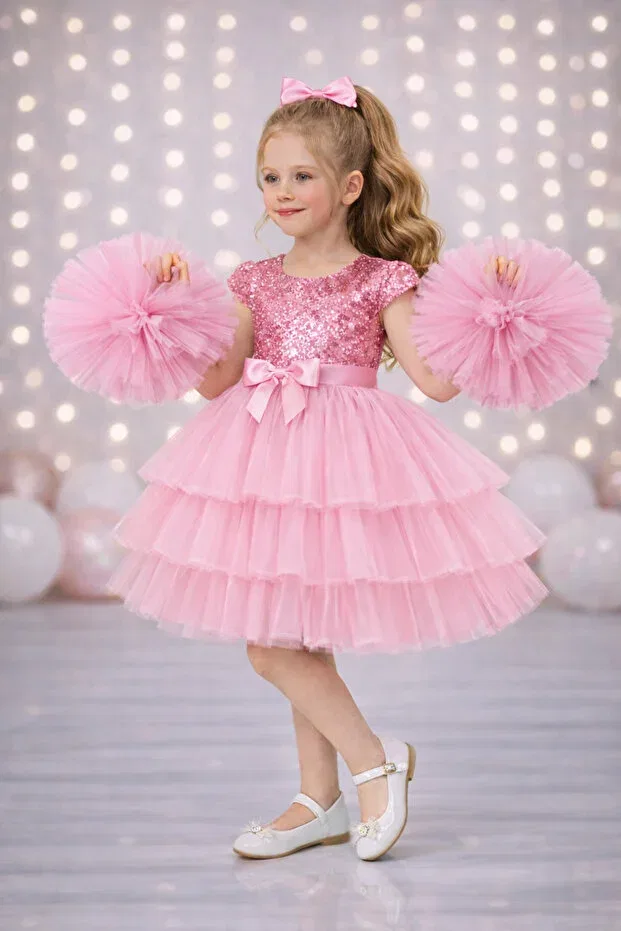 Детское платье для девочек с длинным рукавом Party Rumi Kids, Pink