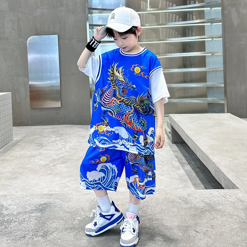 Детский спортивный костюм с синим верхом и брюками Casual Sportswear Teenagers YALU — фото 4