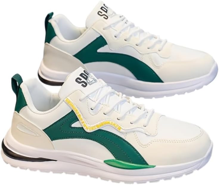 

Мужские модные и дышащие кроссовки с толстой подошвой, комфортные и противоскользящие, на шнуровке, повседневного спортивного стиля, подходят для всех сезонов Clolinde, белый/зеленый