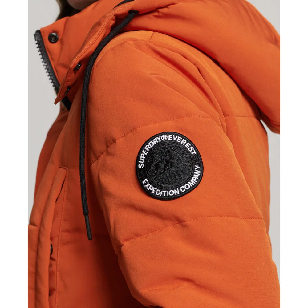 Женский длинный пуховик с капюшоном Everest Superdry, Orange — фото 4
