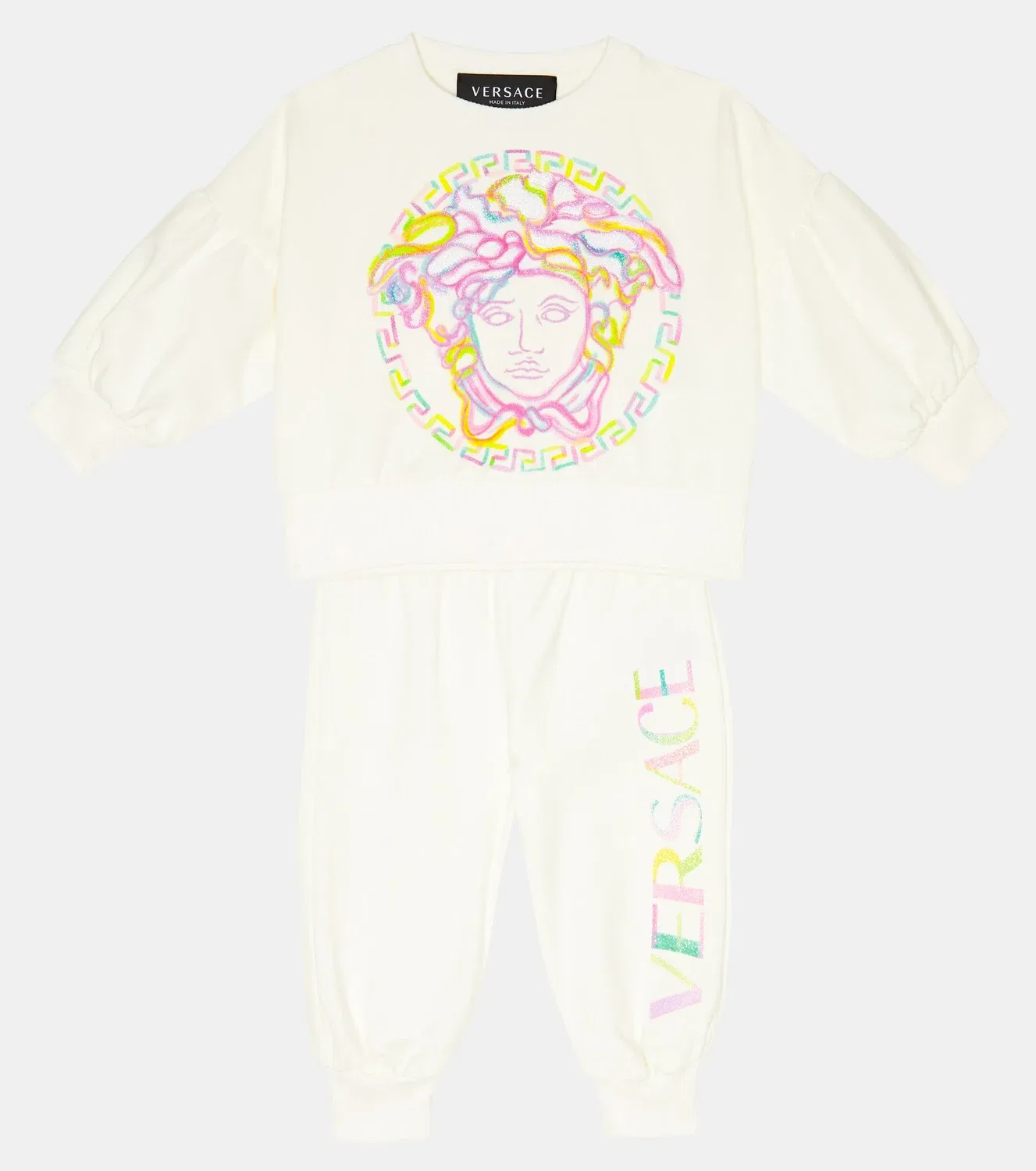 Комплект из толстовки и спортивных штанов Малышка Медуза Versace Kids, белый — фото 2