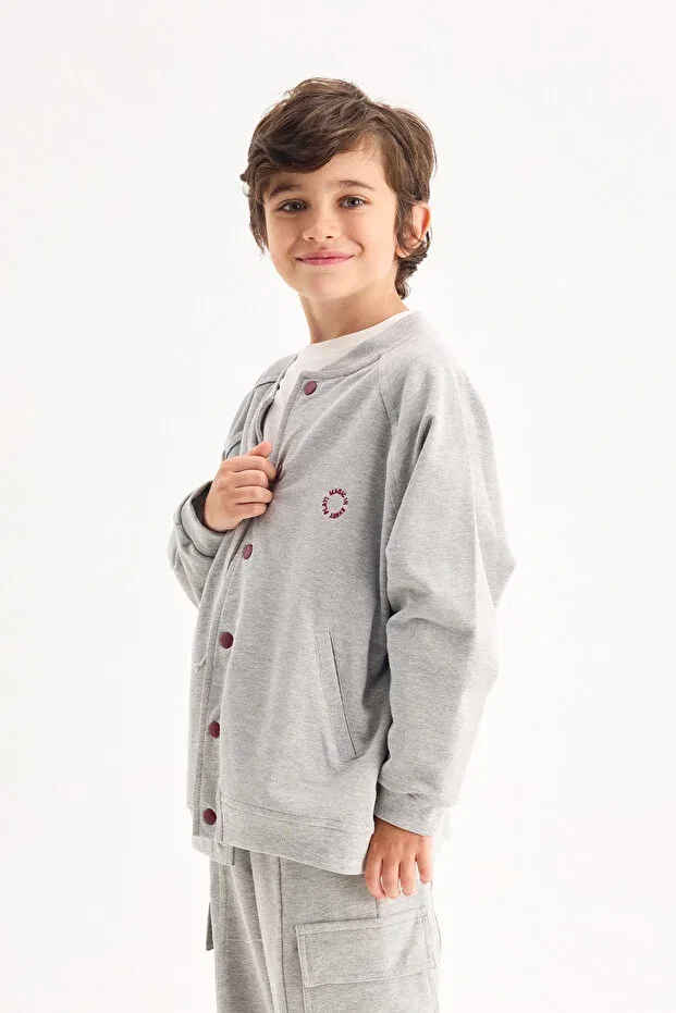 Детский кардиган хлопковый Timo melanj college cardigan Marvy, Gray Melange
