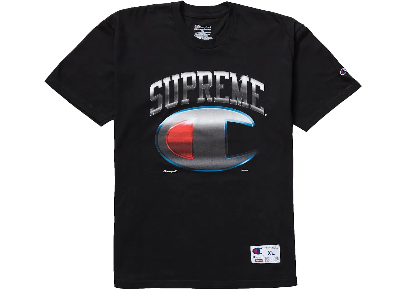 Мужская футболка с принтом Supreme Champion Chrome S/S Top Black Supreme, Black
