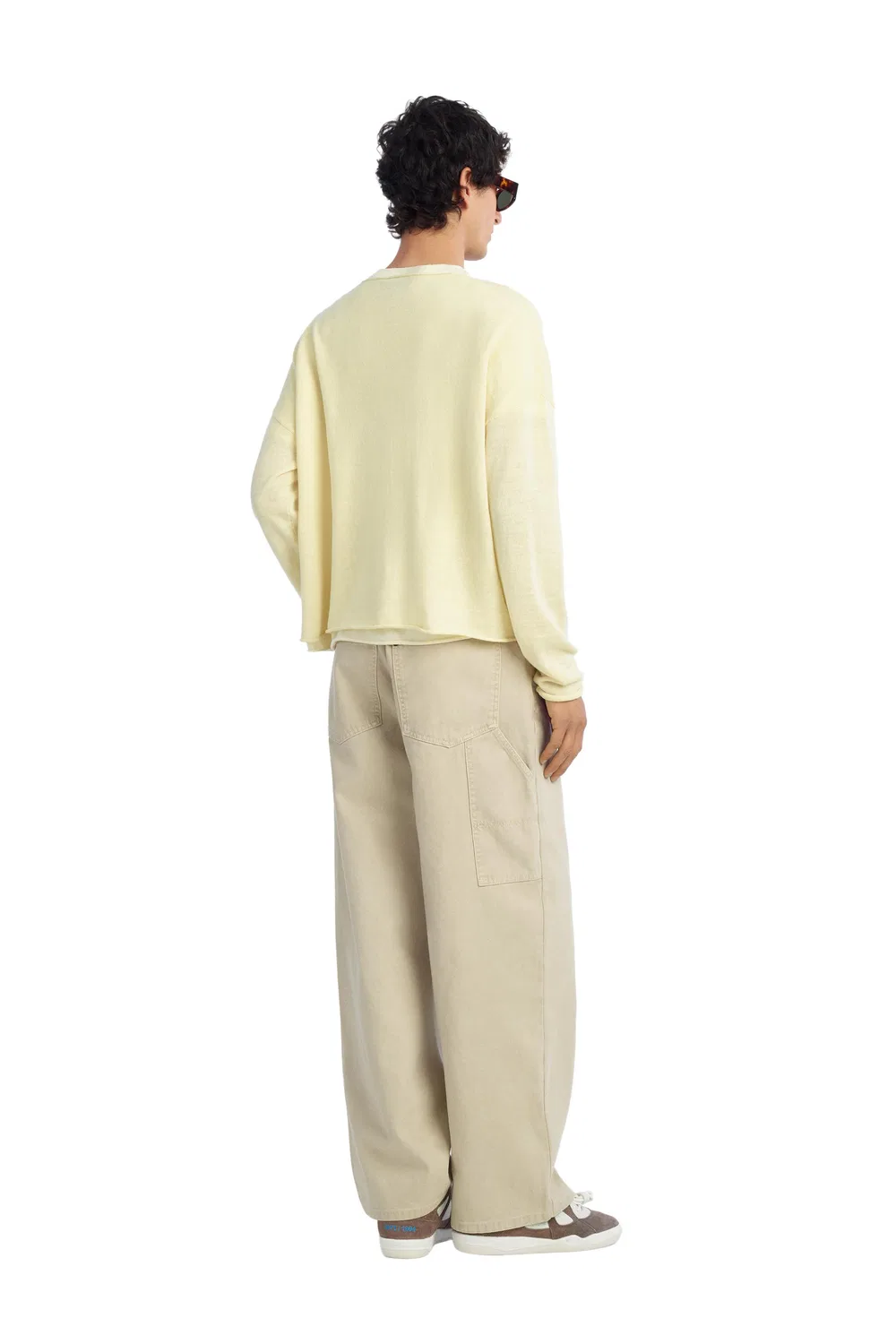 Укороченный джемпер из смеси льна и шерсти ZARA, Yellow — фото 2