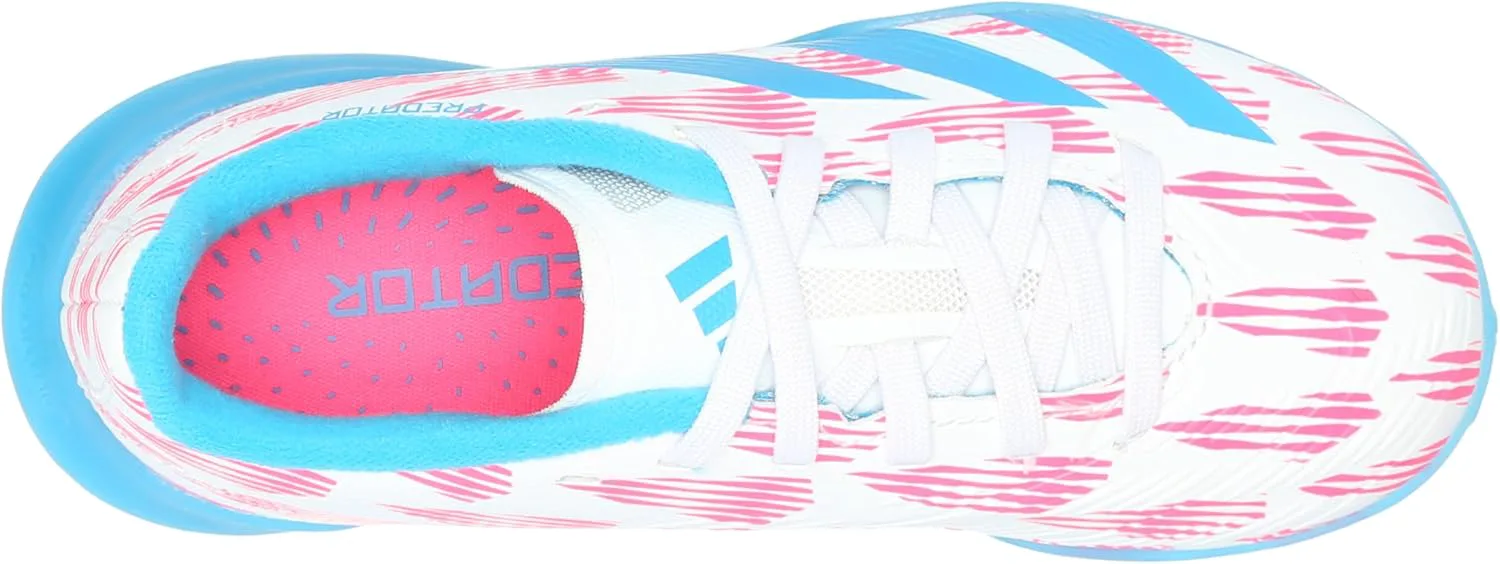 Футбольные кроссовки Adidas Originals Boys' League Predator для игры на траве, белый/синий/розовый — фото 4