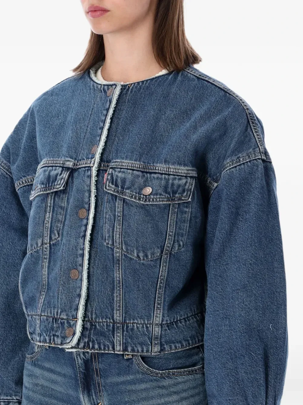 Укороченная джинсовая куртка с отделкой из искусственной овчины Levi'S, синий — фото 3